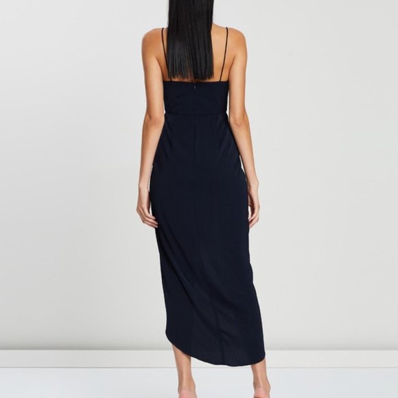 Shona Joy navy mock wrap dress size 6 - Picture 3 of 12